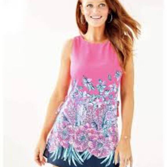 LILLY PULITZER LUCKY LADY PINK AND BLUE ROMPER SIZE 4 1265 - Picture 1 of 8